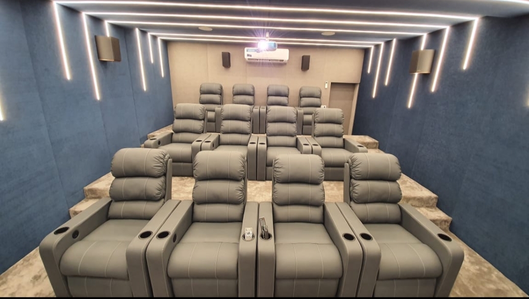 Sky Recliners 3-Row Private Cinema Installation