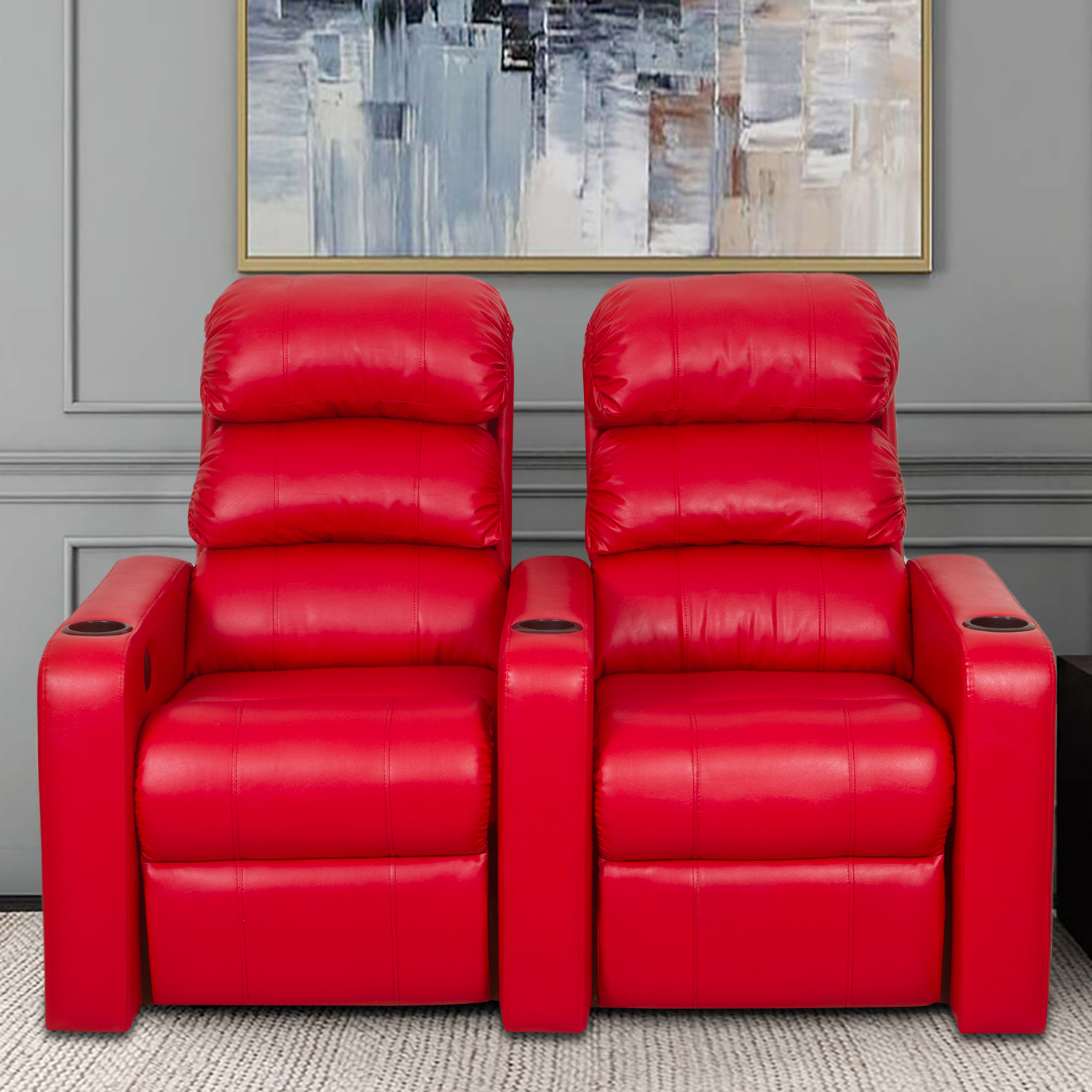 2-seat shared arm recliner red Sky Recliners